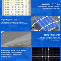 Promotion : Lampadaire Solaire LED en Fer Estampé, Étanche IP65, pour Extérieur et Parking, 100W, 200W, 300W