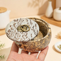 Boîte à bijoux en jaspe naturel sculptée à la main avec couvercle pour cristaux et bibelots – Vente en gros