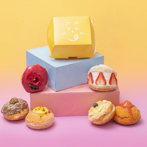 Cajas de Embalaje de Papel con Ranuras Plegables, Reciclables, con Laminación Mate, de Grado Alimenticio, Ecológicas, con Logotipo de Diseño Personalizado, para Pasteles y Donuts - Product Image 1