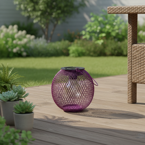 Lanterne solaire en forme de boule, en métal, avec fil de maille, lampe suspendue, micro <span class=keywords><strong>LED</strong></span> blanc chaud, panneau solaire, certifiée RoHS, IP44, pour extérieur, fête - Product Image 2