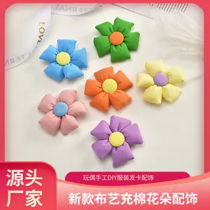 Japanese And Korean Fabric Filled Cotton Flower Handmade DIY Children's Clothing Hair Card Accessories Plush Brooch Shoes And So