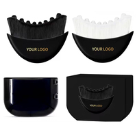Logo personnalisé, brosse de drainage lymphatique noire en poils synthétiques doux, massage du visage et du corps, anti-gonflement, exfoliation de la peau, manche en plastique