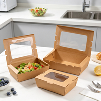 Caja de Papel Kraft para Llevar Ensaladas con Ventana Transparente, Envase de Grado Alimenticio para Frutas y Comidas, Cajas de Papel para Alimentos con Impresión Personalizada