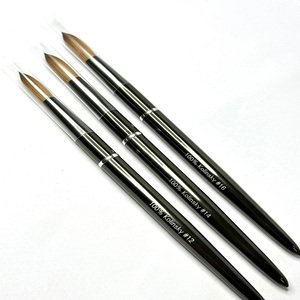 Pinceau à ongles en acrylique avec logo personnalisé, 100% poils de Kolinsky véritable, poils de zibeline ovales et ondulés, manche en métal pour manucure - Product Image 2