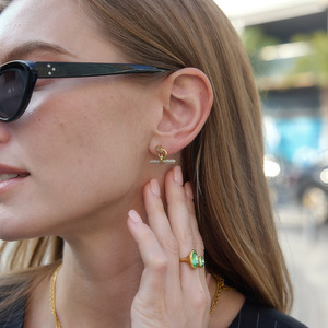 Geometric Rhinestone T-Shaped Stud Earrings Titanium Steel Channel Setting Party Fashion Jewelry - Product Image 3