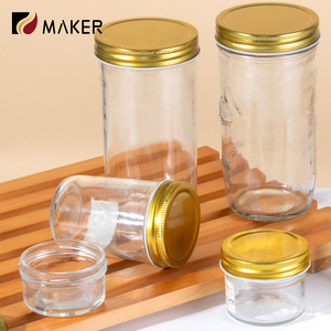 Nhà Máy Vòng Thủy Tinh Mason Chai Nước Trái Cây 80Ml 200Ml Mứt Mật Ong Nước Sốt Trái Cây Khô Hạt Lưu Trữ Kín Thực Phẩm Lọ Với Nắp Nhôm - Product Image 3