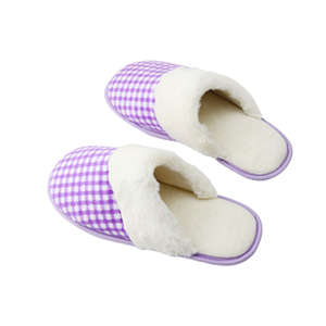 Moda <span class=keywords><strong>viola</strong></span> reticolo interno camera da letto pantofole personalizzate logo caldo e morbido inverno pantofole per la casa - Product Image 2