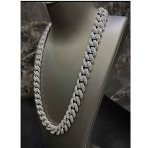 Best Quality Luxury Moissanite Diamond Cuban <b>Chain</b> Necklace 925 Silver VVS Clarity <b>Iced</b> <b>Out</b> Jewelry for Daily Wear for Sale - Product Image 1