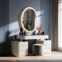 Meuble de chambre à coucher, commode, coiffeuse avec miroir éclairé par LED
