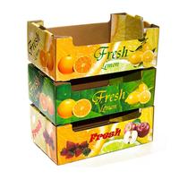 Plateau à fruits en carton ondulé personnalisé, boîte de vente au détail pour oranges et citrons, avec logo, gaufrage, pelliculage mat et impression
