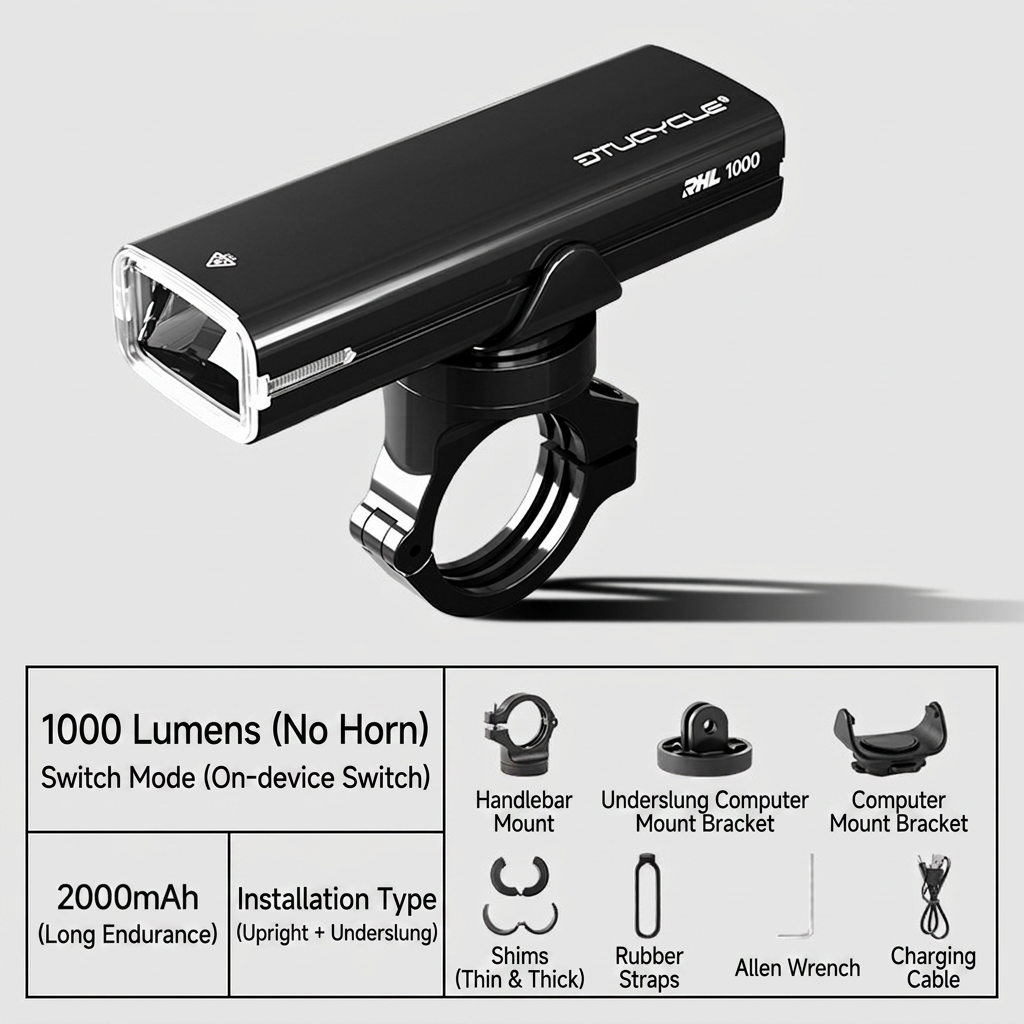 Noir 1000 lumens-sans klaxon