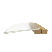 Présentoir de table en acrylique en forme de T A4 avec support de menu, porte-cartes coulissant et support publicitaire en acrylique avec base en bois