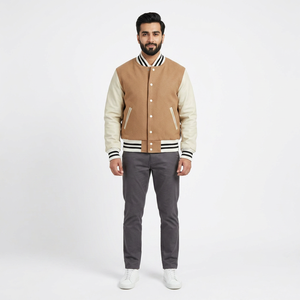 Custom Letterman Varsity <b>Jacket</b> <b>Men</b> Women Embroidered College <b>Baseball</b> Stand Collar 100% Cotton Waterproof Winter - Product Image 1
