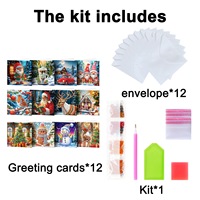 Kit de Carte de Vœux DIY Moderne à Peinture Diamant Imprimée avec Motifs de Fleurs et de Chiens de Noël – Fournitures d'Art et d'Artisanat