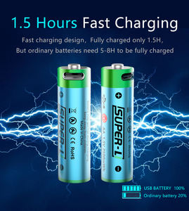 Sûr et durable 1.5V 2500mWh AA Type-C USB batterie au lithium rechargeable pour souris jouets clavier sans fil - Product Image 5