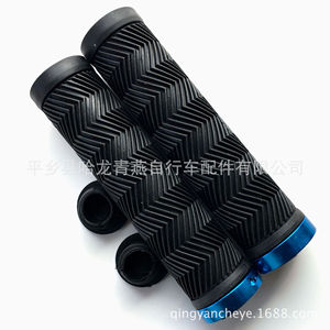 Poignées de guidon de vélo de montagne, 13.5Cm de long, verrouillage unilatéral, en caoutchouc noir, design à motif d'ondulation d'eau, pour vélos de montagne - Product Image 3