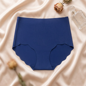 Braguitas de seda helada sin costuras para mujer, de cintura alta, con borde ondulado festoneado, invisibles, suaves y elásticas, tallas grandes, OEM ODM - Product Image 2