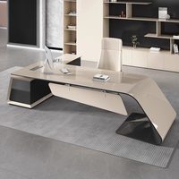 Bureau de direction en L créatif pour managers et superviseurs, bureau élégant avec plateau en bois massif, rangement intégré, design écologique