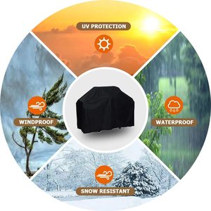 Пыленепроницаемые и пыленепроницаемые накладки на газовый гриль 210D с логотипом под заказ, непромокаемые накладки на гриль для барбекю из Оксфордской ткани - Product Image 5