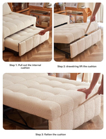 Sofá Cama Convertible Moderno y Cómodo, Respaldo de Chenilla, Estructura de Madera, 3 Plazas, Diseño Cuadrado sin Brazos, Relleno de Esponja para Sala de Estar