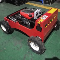 Cortacésped Industrial a Radiocontrol de 550 mm, 4 Ruedas, a Gasolina, con Caja Recolectora de 60 L, para Cortar Hierba y Maleza, Plataforma de Corte de 30-160 mm, Rueda para Césped