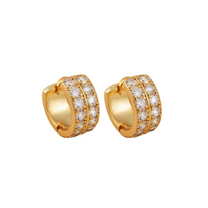 Boucles d'oreilles créoles en or avec zircon serti clos, rondes et géométriques, bijoux d'anniversaire pour femme EKA-126 - Product Image 5