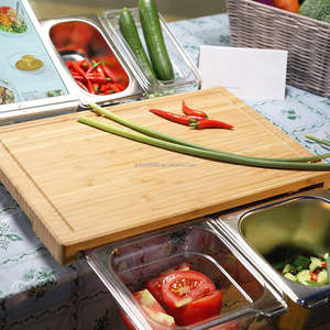 Tagliere da cucina tagliere da <span class=keywords><strong>lavoro</strong></span> con vassoio antigoccia vassoio antigoccia in bambù organico in acciaio inossidabile - Product Image 5