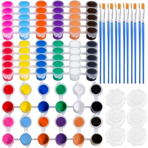 Juego de Mini tiras de pintura acrílica lavables promocionales populares, 12 tiras de pintura rellenas en 12 colores, 12 pinceles, 6 paletas de mezcla - Product Image 1