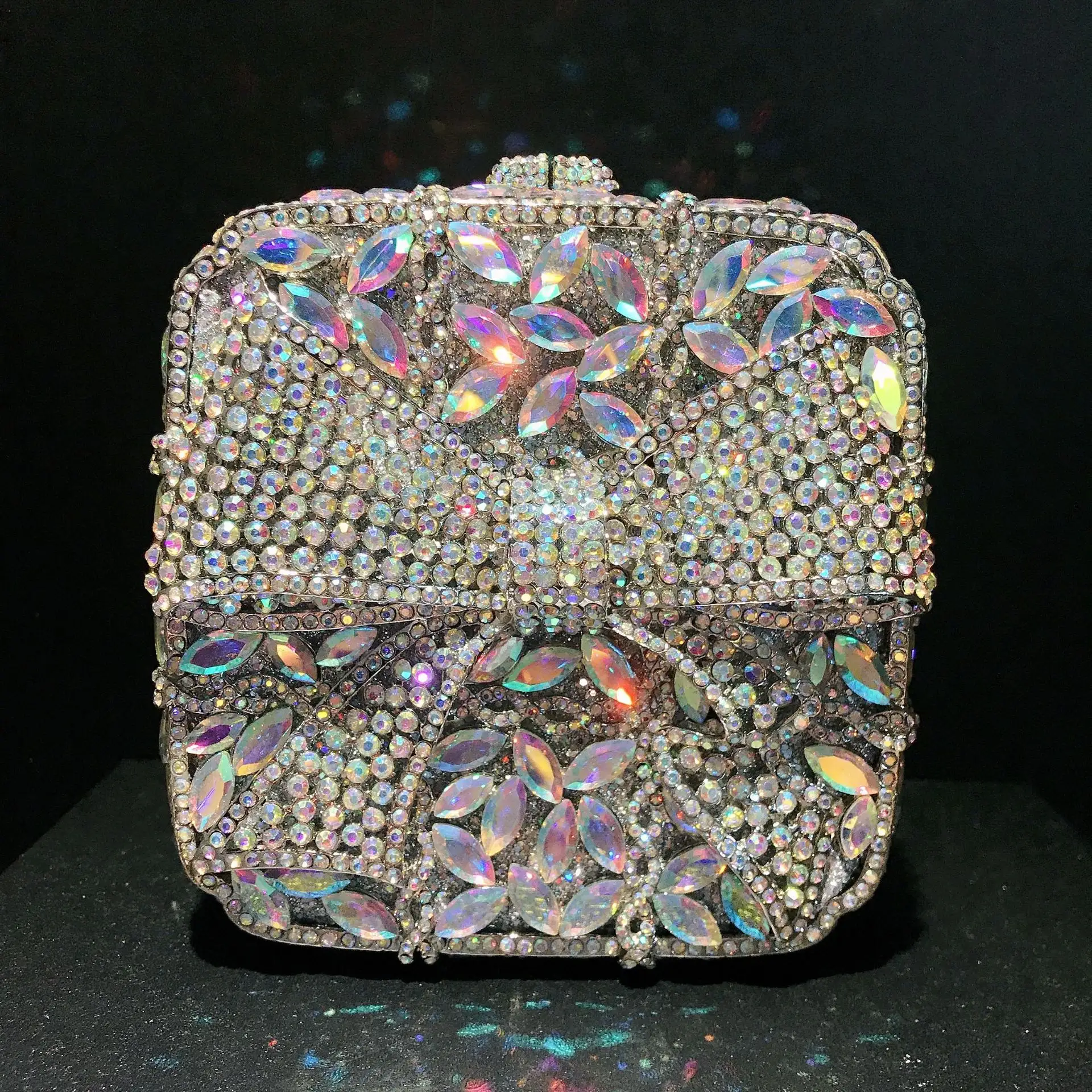 Amiqi MRY12 Ladies Evening Full Diamond Handbag Customizable Wedding Bow Evening Bag OEM Sample