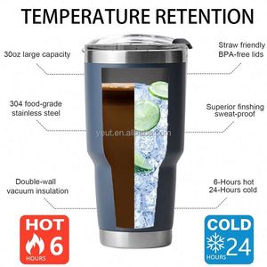 แก้วน้ำเก็บความร้อนแบบมีโลโก้สั่งทำ ขนาด 20/30 ออนซ์ แก้วกาแฟแบบพกพา ผนังสองชั้น ฉนวนกันความร้อน สแตนเลสเกรดอาหาร 18/8 พร้อมฝาปิดแม่เหล็ก - Product Image 2