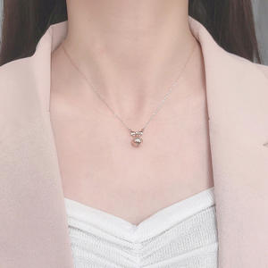 Diseños originales collar de campana de lazo de plata esterlina 925 temperamento femenino Cadena de clavícula de oro rosa regalo de Navidad - Product Image 4