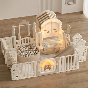 VSUCH Parc complet clôturé pour bébé Mini cour de jeu pliante avec basketball à <span class=keywords><strong>bascule</strong></span> Maison rebondie Terrain de jeu pour enfants Intérieur Maison - Product Image 1