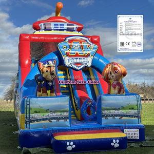 Commercial Inflatable Patrol Bounce House <strong>Slide</strong> Combo Inflatable <strong>Bouncer</strong> Obstacle Dog Double <strong>Slides</strong> Castle with Blower for Kids - Product Image 1