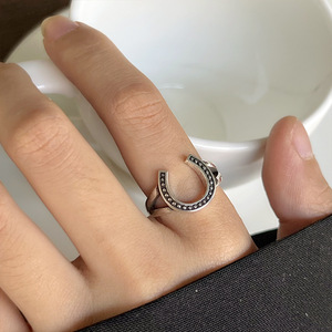 Wholesale - High Quality Minimalist <strong>Wedding</strong> Copper Open Ring <strong>Horseshoe</strong> Designs Unique Silver Plated Western Cowboy Style Unisex - Product Image 4