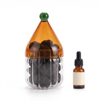 Diffuseur d'arômes en verre de Noël avec pierres naturelles, ensemble diffuseur d'huiles essentielles en roche de lave volcanique personnalisée pour cadeau