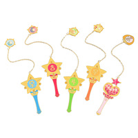 Creativo Sailor Moon Star Wand colgante lindo Kawaii Anime estilo galvanoplastia goteo proceso a granel Metal latón marcapáginas
