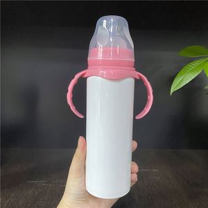 Botella de Agua para Bebés y Niños Pequeños de 8 Onzas (240 ml) con Tetina Anticólicos, Blanca para Sublimación, Mantiene las Bebidas Frías o Calientes - Product Image 3