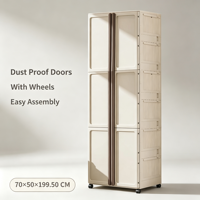 Armoire de rangement étroite pour adultes en plastique européen de haute qualité à 6 niveaux, économique, pour vêtements et articles divers, avec roulettes