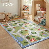 Tapis de jeu épaissi pour enfants, motif piste de circulation de dessin animé, pour chambre d'enfant, salon, coin lecture, chambre à coucher, coussin de chevet