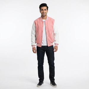 Factory Price Winter Jacket Men 100% Cotton Varsity Breathable Stand Collar <b>Covered</b> <b>Button</b> Closure High Street Style Front - Product Image 1