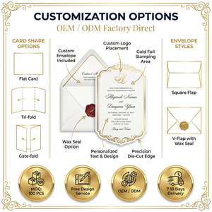 Set di Buste per Biglietti d'Auguri Personalizzati con Illustrazioni di Animali ad Acquerello e <span class=keywords><strong>Tipografia</strong></span> in Lamina d'Oro Completamente Personalizzabile - Product Image 6
