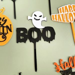 Suministros para Fiestas Temáticas, Adornos para Pasteles de Acrílico de Doble Capa con Forma de Calabaza, Fantasma, Castillo y Murciélago para Halloween - Product Image 3