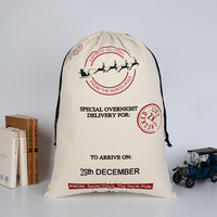 Offre Spéciale cordon sac de père noël bonbons toile sac imprimé conception parfaite décorations de noël pour stock de gros