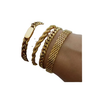 <span class=keywords><strong>Bracelet</strong></span> <span class=keywords><strong>maille</strong></span> cubaine vintage étanche en acier inoxydable, plaqué <span class=keywords><strong>or</strong></span> 18 carats, inaltérable, pour femme - Product Image 1