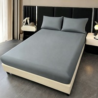 Ensemble de draps ajustés en polyester doux et uni, personnalisable, tailles EU/US, pour maison et hôtel, avec poches profondes, drap et taie d'oreiller, moderne, 3 pièces, literie