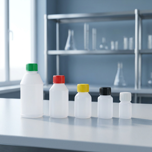 Botellas de plástico de boca estrecha para laboratorio, para reactivos, soluciones, líquidos y muestras, con tapa de rosca segura. - Product Image 1
