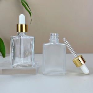 Wholesale Serum Bottle Glass Custom 30ml Frosted Black Matte Colored square Rectangle Glass Empty Bottle for Essential Oil - Product Image 3