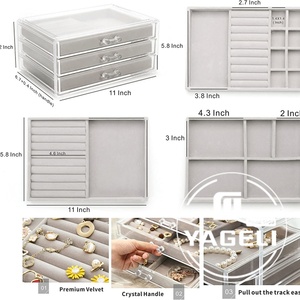 YAGELI Clear Acrylic <b>Makeup</b> Organizer Transparent <b>Box</b> with Drawers for Cosmetic Display Customized Color & Logo Gift Rack - Product Image 2
