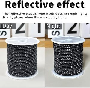 Cordon élastique réfléchissant de 60 pieds, 2,5 mm, luminescent dans le noir, corde élastique antichoc pour bricolage, artisanat, camping, randonnée, bracelets, lacets de chaussures - Product Image 5