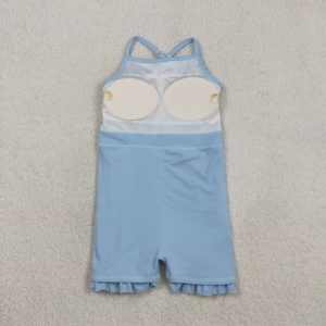 S0727 rts Vestido de yoga sin mangas con estampado sólido rosa intenso para niña, conjunto de natación al por mayor - Product Image 6